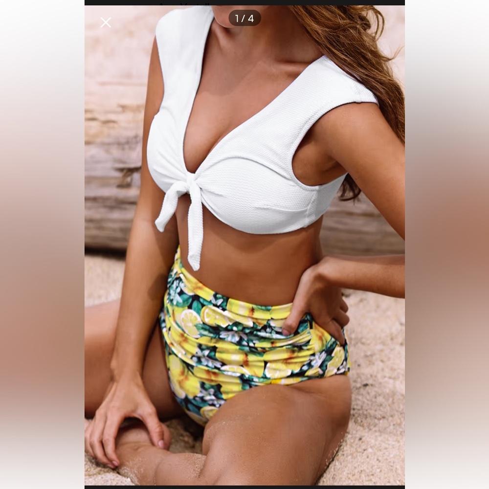 Cupshe high waist lemon bikini